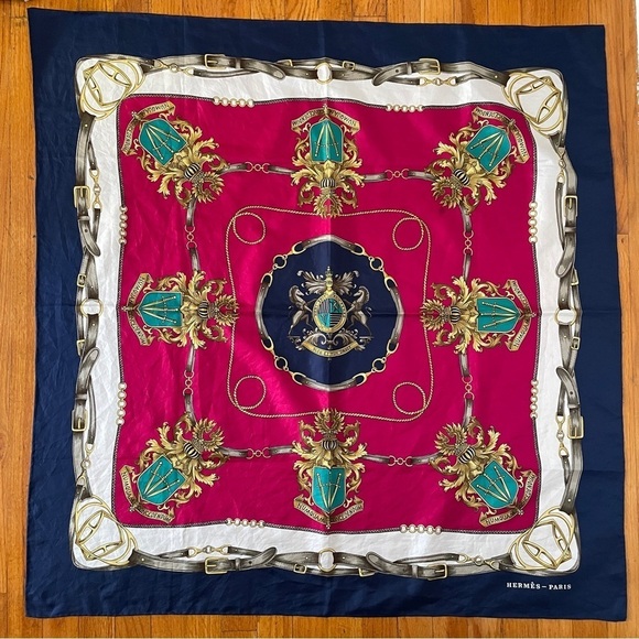 Hermes Accessories - Hermes Scarf equestrian square horse bit Americana swords crest royalty rope